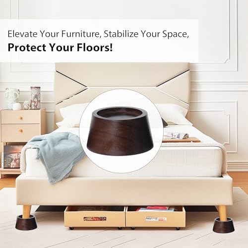 bed risers Premium Pine Wood Support 2 Inch Lift Heavy-Duty Dark Brown