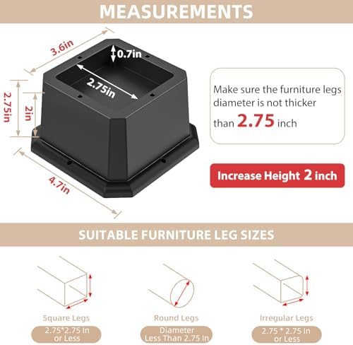 MCXYEM 4-Pack Bed Riser Set