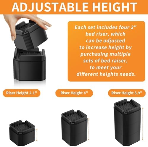 Enhance Your Space with MAYZOLOP Bed Risers 2-Inch 4-Pack Durable Heavy Duty and Perfect for Stacking Storage