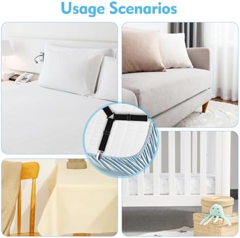 Adjustable Bed Sheet Straps for All Beds Black Easy to Use Secure