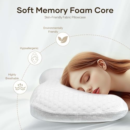 Isuke Ergonomic 3-Layer Adjustable Cervical Neck Pillow for Back Side Stomach Sleepers White