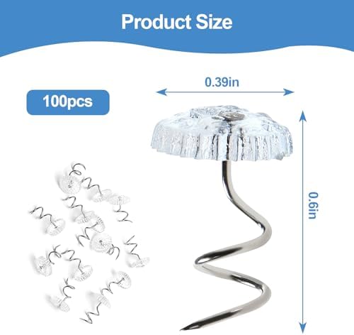 100-Piece Set with 10mm Clear Bed Skirt Pins for Upholstery Fabrics Reusable Easy-to-Install Decor fastener