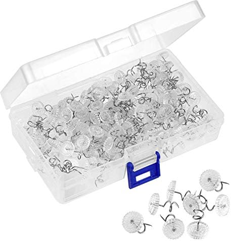 200-Piece Clear Twist Pins for Bedskirts Slipcovers Durable Nickel-Plated Steel with Storage Box