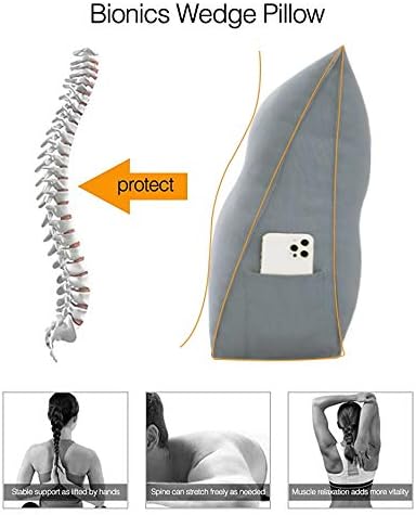 Gray Ergonomic Lumbar Support Pillow for Bed Rest Reading or Side Lying Premium 24x8x20 Your Best Choice