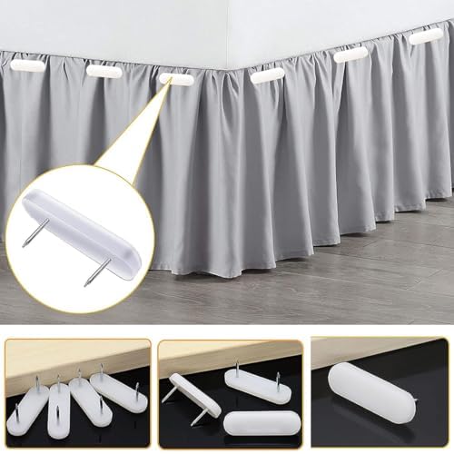 AKOAK White Bed Skirt Pins Durable Bedding Accessories for Bed Skirts and Slipcovers 20 Pack