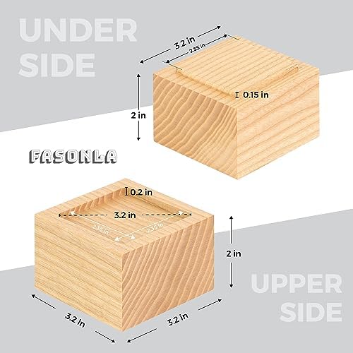 FASONLA Solid Oak Bed Risers - Set of 4 with 2 Height Lift