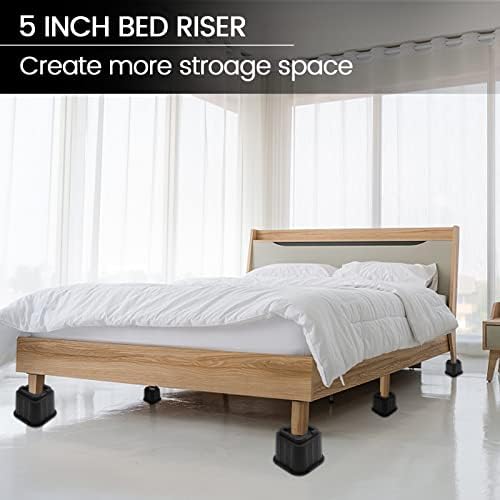 MYMULIKE 5 Inch Heavy Duty Bed Risers Set of 6 Black