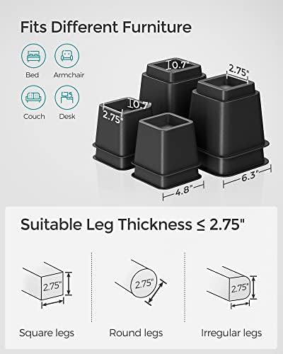 SONMGICSBed Risers - 8-inch Tall Heavy Duty Secure Bed Lifts for Home Kitchen
