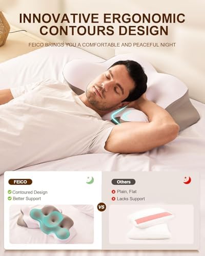 FEICO Cervical Pillow Neck Pain Relief Memory Foam Sleep Support