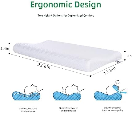 SUQ I OME Ultra Thin Memory Foam Pillow for Neck Pain Relief