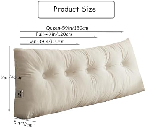 TESICA Wedge Headboard Pillow 39x16x5in Comfort Support Cushion