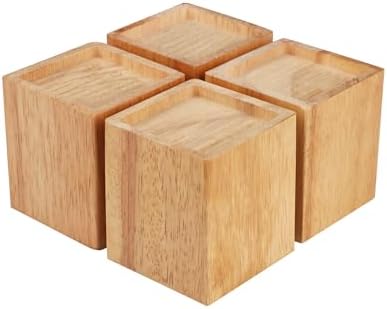 GNIEMCKIN Set of 4 Wood Bed Risers 4 Inch High