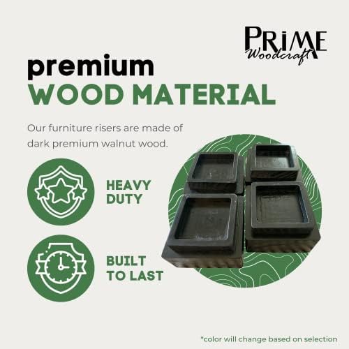 Premium Solid Walnut Wood Risers - 2-Inch Height 4 Riser Set