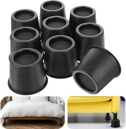 Powerful Bed Riser - 9-Piece Heavy Duty 4-Inch Round Bed Risers with Non-Slip Foam Pads for Chairs Sofas Tables Beds