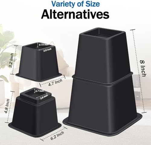 ANNKUT 8 Inch Heavy Duty Bed Risers 8 Pack Black