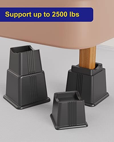 Adjustable Bed Riser 3 Height Durable Plastic for Underneath Storage
