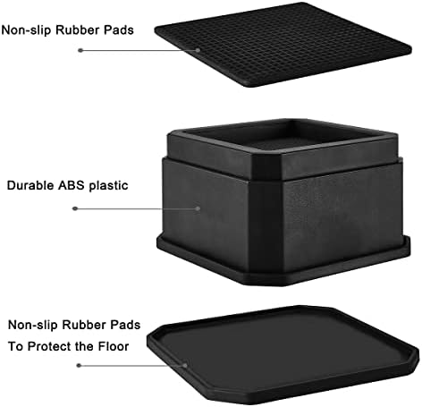 2 Inch Heavy Duty Bed Risers Set of 4 with Rubber Pads