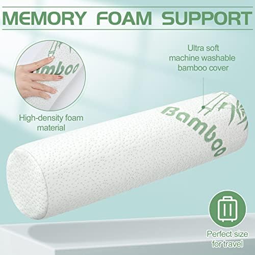 Bucherry Cervical Neck Roll Memory Foam Pillow - Supportive and Comfortable for Bed Travel and Yoga