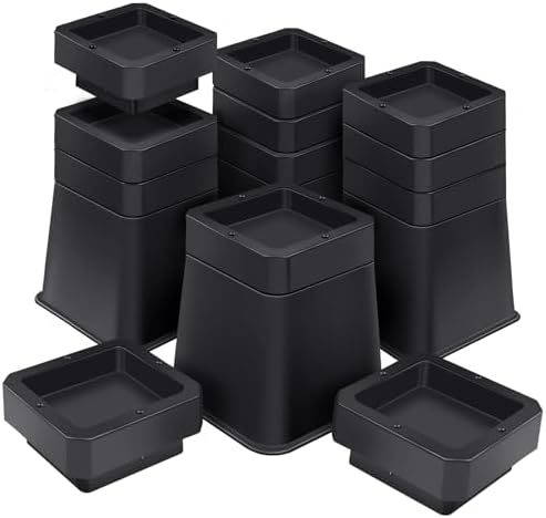 ANNKUT 6 Inch Heavy Duty Bed Risers 4 Pack Black