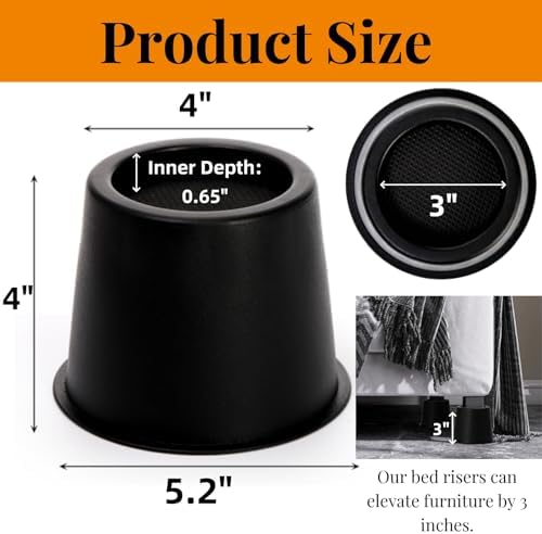 6-Piece Bed Risers Set with Non-Slip Foam Pads