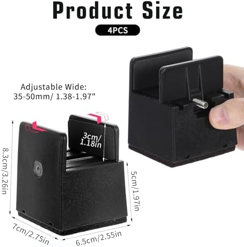 4 PCS 2 Inch Bed Risers Adjustable Furniture Risers Non-Slip Base 500Lbs Support Black