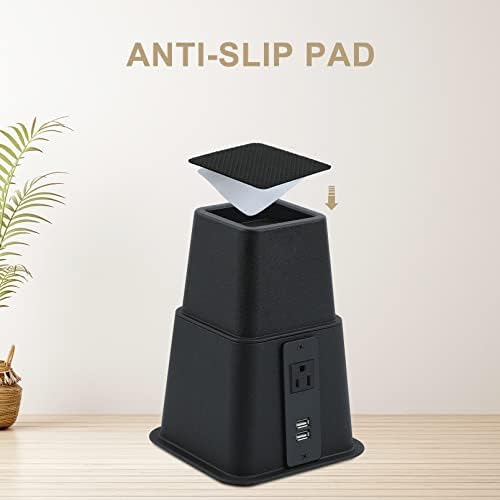 Adjustable Bed Risers with USB Charging Under-the-Bed Storage