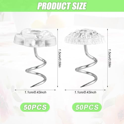 Gosknor 100-Piece Bed Skirt Pins with Unique Clear Heads for Slipcovers and Upholstery