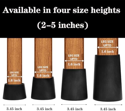 Black Tapered Bed Risers Set of 4 Heavy Duty Bed Risers with Felt Pads