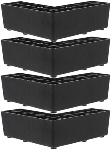 Black Plastic Bed Risers Set of 4 5cm Height Sturdy Support for Sofa Bed or Desk
