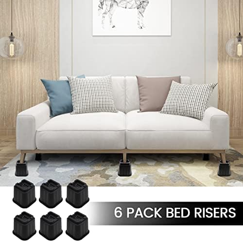 MYMULIKE 5 Inch Heavy Duty Bed Risers Set of 6 Black