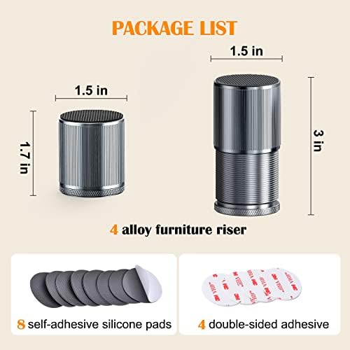 XuenairMetal Bed Risers 4 x 3 inch Adjustable Bed Risers for Sofa dresser Table TV Cabinet