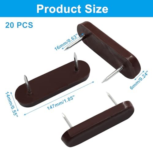 20-Piece Brown Plastic Head Double Pins for Chair Legs and Bedskirts