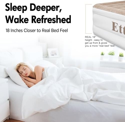 Twin Air Mattress 18 High Built-in Pump Waterproof Portable