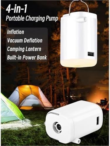 Small Mini Portable Inflatable Air Pump with LED Light for Camping Travel Home Use