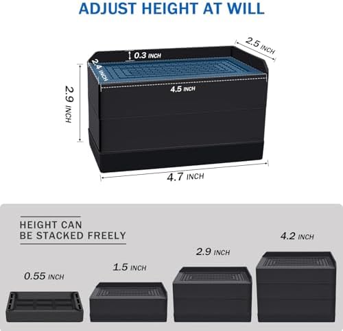 Sturdy Heavy Duty Bed Risers for Beds Sofas and Tables 4-Pack with Non-Slip Design