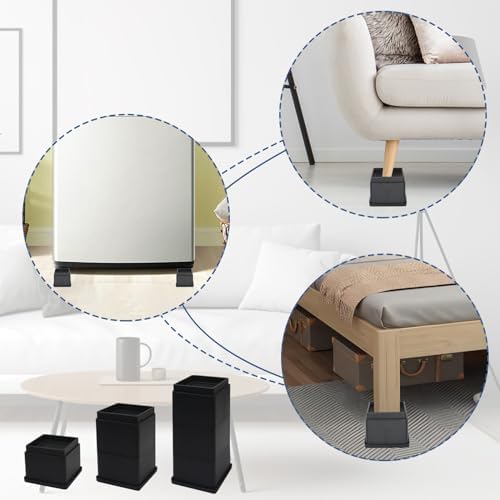 Adjustable Bed Risers 2 Inch Set of 8 with Rubber Pads