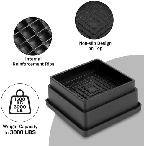 Adjust Your Bed - Stackable Elevation Risers with 4 Positions for Sofa Chair Tables 1-inch Adjustment