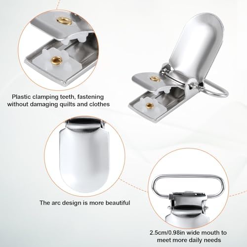Silver Duvet Clips - 25 Piece Set for Comforters - Durable Metal Fasteners for Bedding Accessories