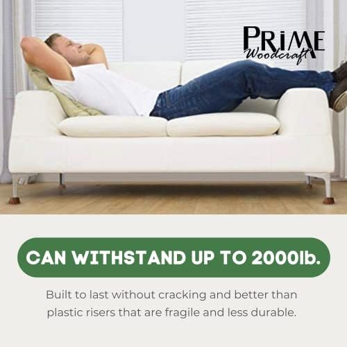 Premium Walnut Wood Furniture Risers - Extra 1 Inch Height Perfect for Cleaning Convenience