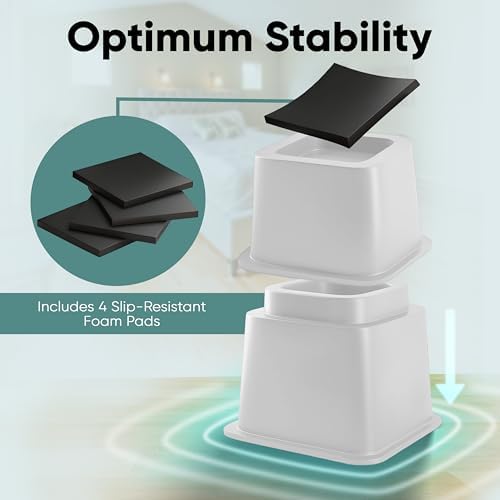 Home Intuition Heavy Duty Adjustable Bed Risers 4 Pack