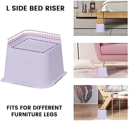 4 Inch Bed Risers 4 Pack White Heavy Duty Support Up to 6000 Lbs