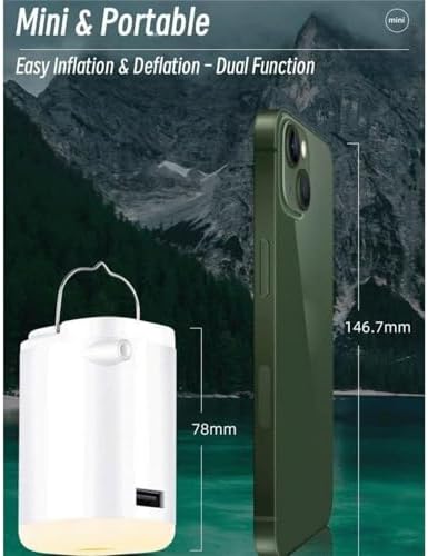 Small Mini Portable Inflatable Air Pump with LED Light for Camping Travel Home Use