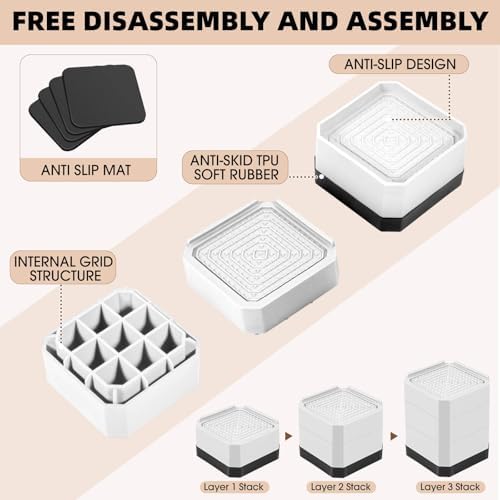 Adjustable Bed Risers for 15-3 in 43 in Beds Tables Sofas