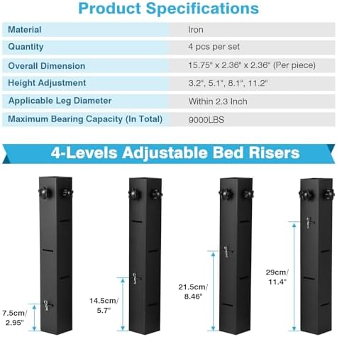 IronWalls 4-Piece Bed Risers 23-inch Diameter