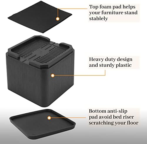 Adjustable Bed Riser Heavy Duty Anti-Slip 4-Inch for Sofa Bed and More