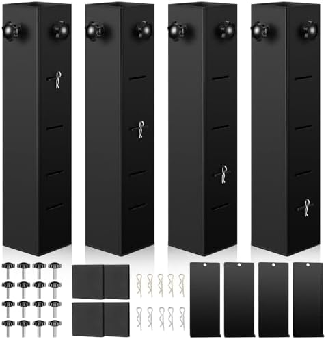 4 Pack Metal Bed Riser for Dorm Room 315 Inch Diameter Square Carbon Steel Adjustable Height Bed Risers