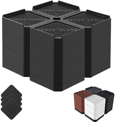 Sturdy Bed Risers for 4000 lbs Black 4 Pack