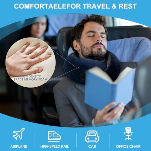 Premium Memory Foam Travel Neck Pillow Dark Blue