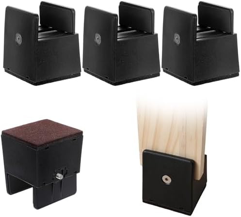 4 PCS 2 Inch Bed Risers Adjustable Furniture Risers Non-Slip Base 500Lbs Support Black