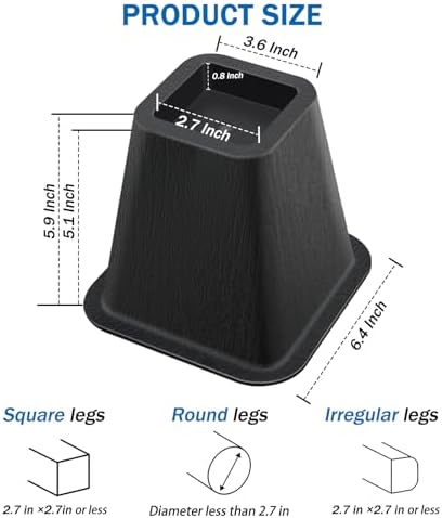 ANNKUT6-Inch Heavy Duty Bed Risers Best Bed couch elevate